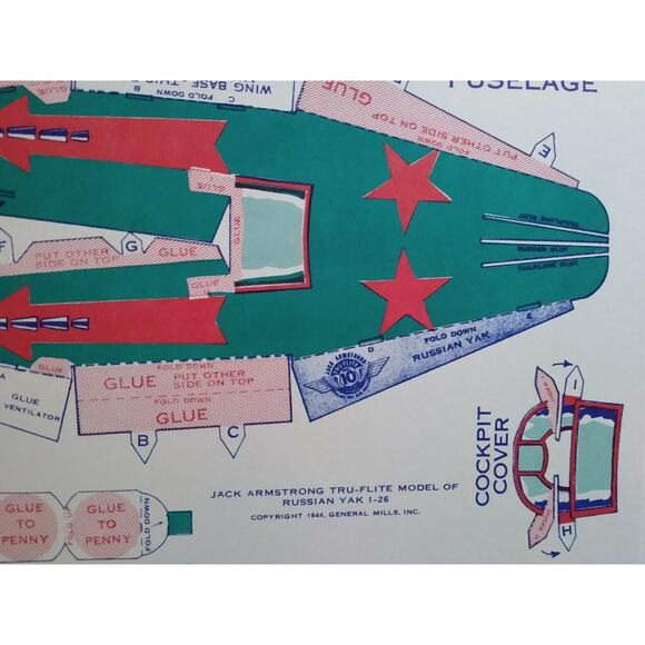 Airplane Toy Jack Armstrong Tru-Flite Model Of Russian Yak 1-26 GM Cereal 1944 - Picture 2 of 5